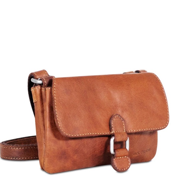 Jack Georges Leather Mini Crossbody Bag, Honey Brown - Picture 14 of 14
